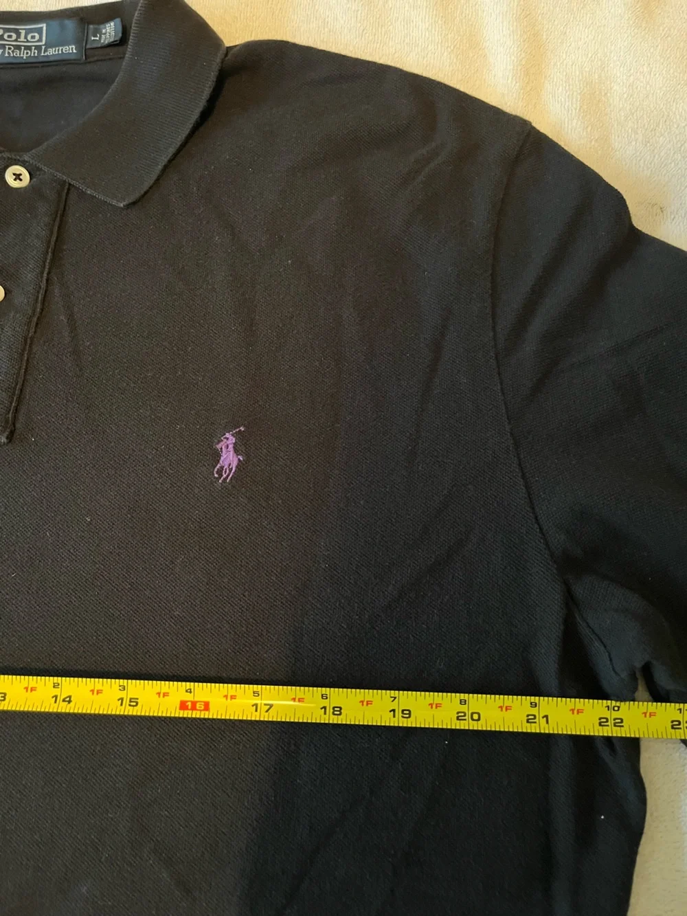 Ralph Lauren Black Long Sleeve Polo with Pink Pony Logo